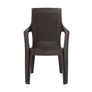Nilkamal Plastic Chair for Living Room with Arm | 3 Year Warranty | for Home, Living Room, Outdoor| Season Rust Brown Colour| Mystique