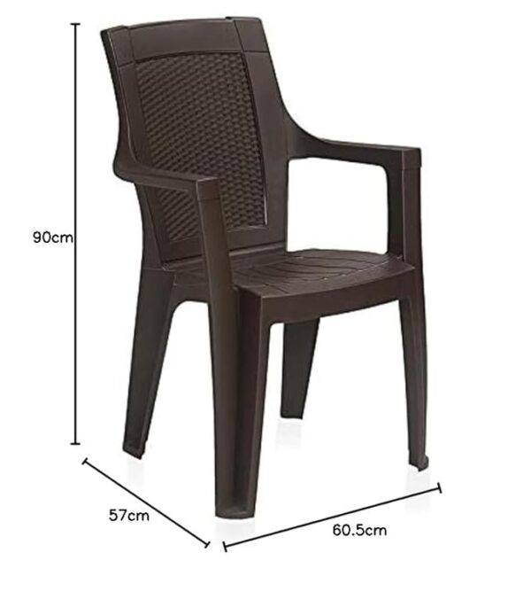 Nilkamal Plastic Chair for Living Room with Arm | 3 Year Warranty | for Home, Living Room, Outdoor| Season Rust Brown Colour| Mystique