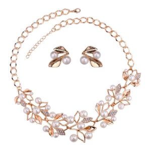 YouBella Gifts Stylish Latest Traditional Gold Plated Pearl Choker Jwell Necklace Jewellery Set with Earrings for Girls and Women