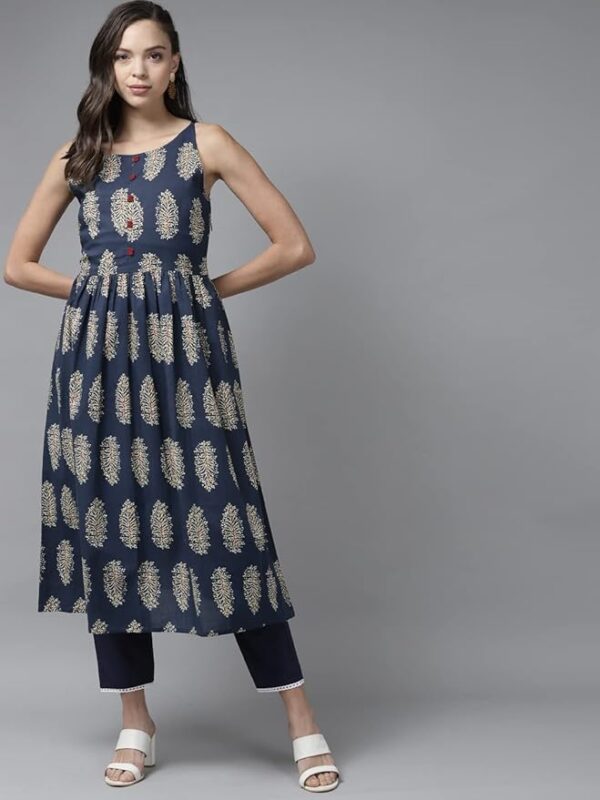 NDO ERA Women's Cotton Embllished A-Line Kurta/Kurti