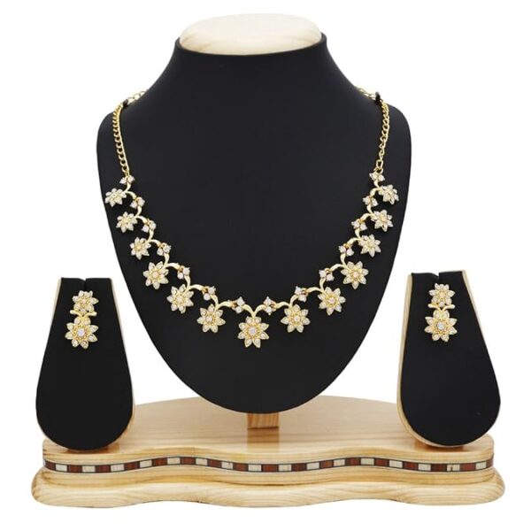 YouBella Jewellery Set for Women American Diamond Combo of Choker Necklace Set with Earrings, Bracelet and Ring for Girls and Women - Image 2