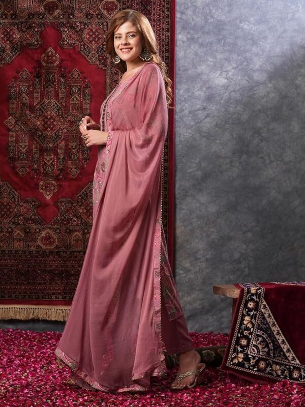 GoSriKi Women's Rayon Blend Printed Straight Kurta with Pant & Dupatta