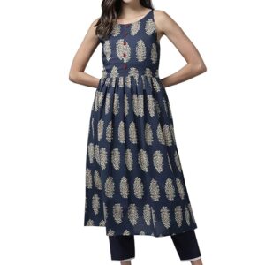 NDO ERA Women's Cotton Embllished A-Line Kurta/Kurti
