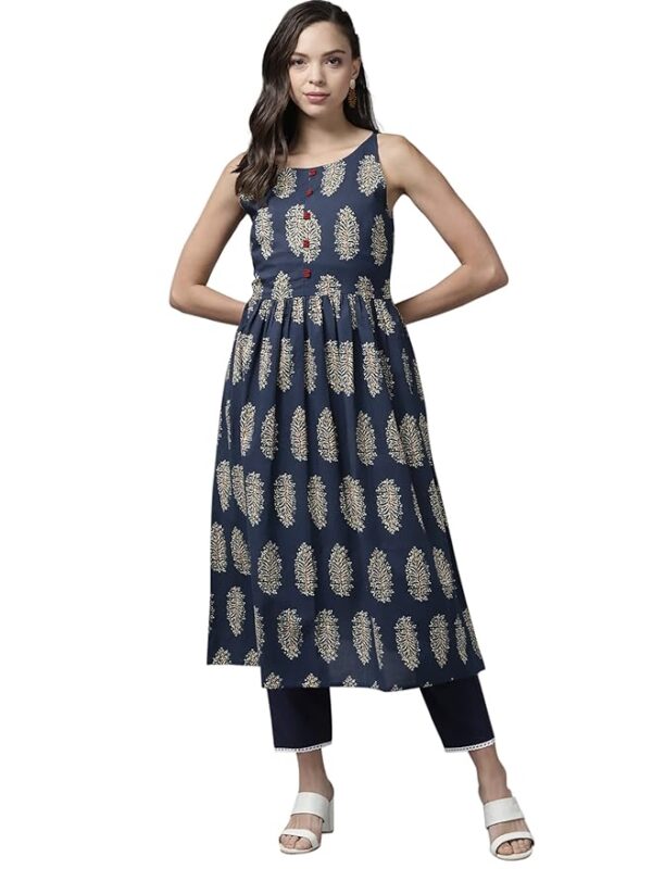 NDO ERA Women's Cotton Embllished A-Line Kurta/Kurti