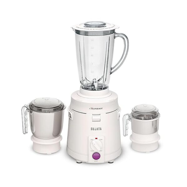 Sujata Supermix 900 Watts Mixer Grinder | 22000 Rotations Per Min | 90 Minutes Continuous Running | 3 Versatile Jars 1750 ml, 1000 ml and 400 ml